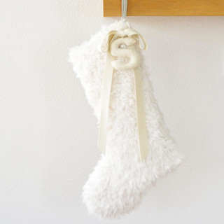This is a white holiday decorations by TwentyEight12 called personalized christmas stocking, ivory sherpa faux fur in standard