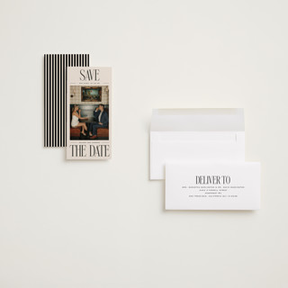 This is a ink save the date with standard by Ekko Studio called elongated printing on recycled smooth signature in tall