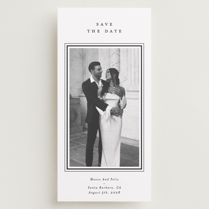 "Elegant frame" - Tall Save The Date Cards in Night Sky by Stacey Meacham.