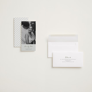 This is a mint save the date with standard by Sara Hicks Malone called sentimental printing on recycled smooth signature in tall