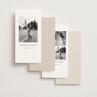 This is a linen save the date with standard by Kate Ahn called mirin printing on signature in tall
