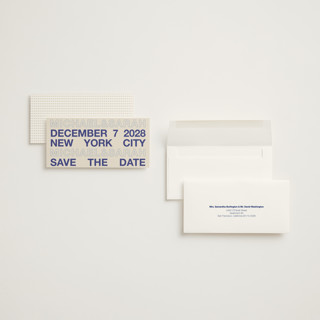 This is a cream save the date with standard by Cleghorn Creative called be there or be square - save the date printing on signature in tall