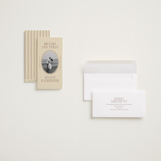 This is a buttercream save the date with standard by Angela Garrick called ethan printing on recycled smooth signature in tall