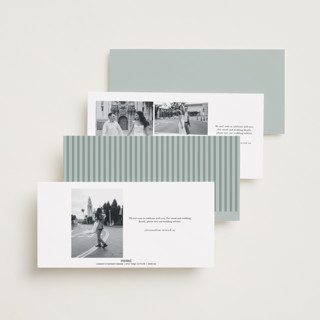 This is a pewter save the date with standard by Olivia Kanaley Inman called parker printing on recycled smooth signature in tall