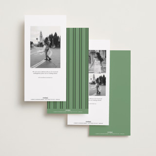 This is a jade save the date with standard by Morgan Kendall called quad printing on recycled smooth signature in tall