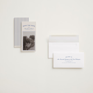 This is a capri save the date with standard by Wildfield Paper Co called summer story printing on recycled smooth signature in tall