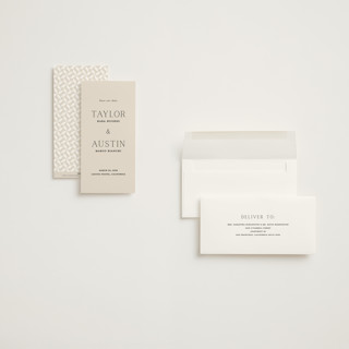 This is a linen save the date with standard by Vanessa Doyle called in love printing on signature in tall