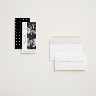 This is a onyx save the date with standard by Sarah Curry called ink pen printing on recycled smooth signature in tall