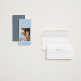 This is a sky save the date with standard by Blustery August called tarte tatin printing on recycled smooth signature in tall