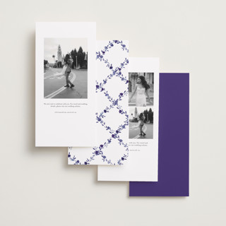 This is a plum save the date with standard by Cass Loh called blooming crest printing on recycled smooth signature in tall