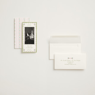 This is a garden save the date with standard by Creo Study called folk garden printing on recycled smooth signature in tall