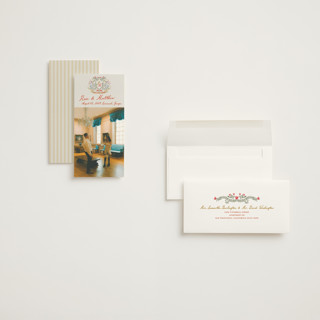 This is a lipstick save the date with standard by Maja Cunningham called chantilly printing on recycled smooth signature in tall