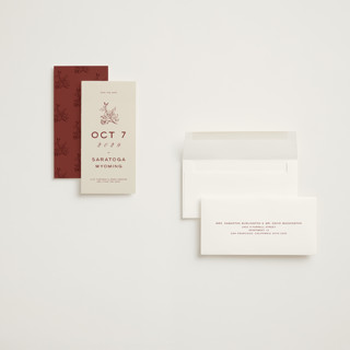 This is a rust save the date with standard by Ani Somi called rose ink printing on signature in tall