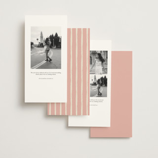 This is a rose save the date with standard by Sarah Rosenthal called tournelle printing on signature in tall