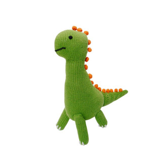 This is a green accent pieces by Global Goods Partners called knit brontosaurus dinosaur toy in standard