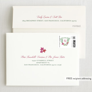 This is a fuschia kids thank you cards with standard by Hallie Fischer called tropical crest printing on strathmore in standard