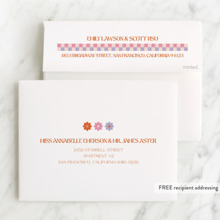 This is a bubblegum kids thank you cards with standard by Jenna Holcomb called checked printing on strathmore in standard