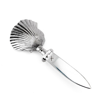 This is a silver tableware by Shelton Metal called shell oyster knife in standard