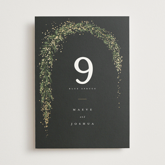winter garland FoilPressed Table Numbers by Leah Bisch Minted
