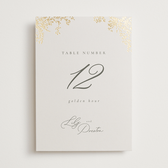 "forever and a day" - Rustic Foil-pressed Table Numbers in Luxe Neutral by Design Lotus.