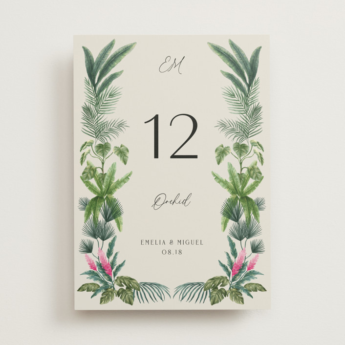 Tropical garden Table Numbers by Elly Minted