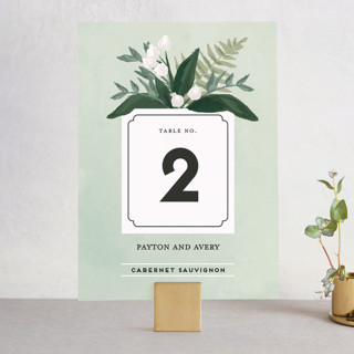 botanical name plate wedding table numbers by shin minted