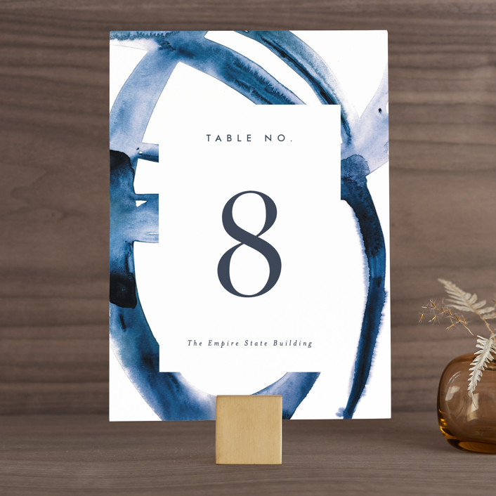 "Wedded Watercolor" - Table Numbers in Ocean by Mary Gaspar.
