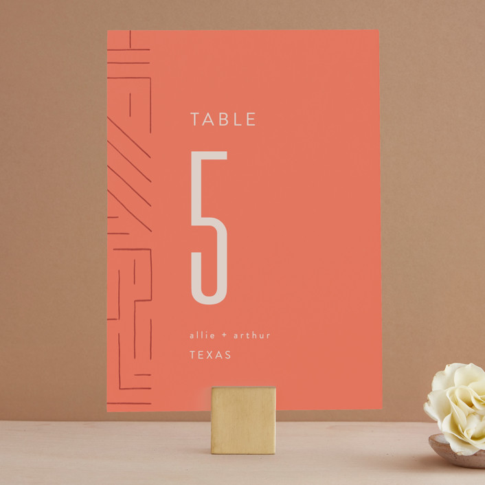 "Lines" - Modern Table Numbers in Melon by JeAnna Casper.