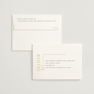 This is a ochre wedding thank you cards with standard by Robert and Stella called amara printing on recycled smooth signature in standard