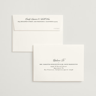 This is a tuxedo wedding thank you cards with standard by Carolyn MacLaren called timeless together printing on recycled smooth signature in standard