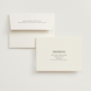 This is a gold wedding thank you cards with foil pressed by Hooray Creative called celebration script printing on recycled smooth signature in standard