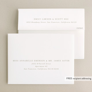 This is a ivory wedding thank you cards with foil pressed by Carolyn Nicks called swoon printing on signature in standard