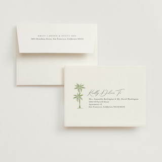 This is a leaf wedding thank you cards with foil pressed by Olivia Raufman called palm monogram printing on signature in standard