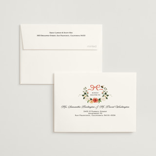 This is a verona sunset wedding thank you cards with foil pressed by Sarah Knight called fleur printing on signature in standard