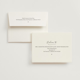 This is a noir wedding thank you cards with foil pressed by Ani Somi called written in the stars printing on recycled smooth signature in standard