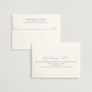 This is a lavender wedding thank you cards with foil pressed by Hooray Creative called luxe script printing on recycled smooth signature in standard