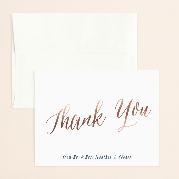 "Garden Lights" - Rustic Foil-pressed Thank You Card in Plum by Hooray Creative.