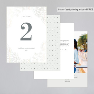 This is a opal table numbers with foil pressed by Rochelle Renee called au jardin printing on doublethick in standard