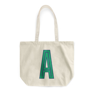 This is a green back to school supplies by Clairebella called custom canvas tote - navy green single initial in standard