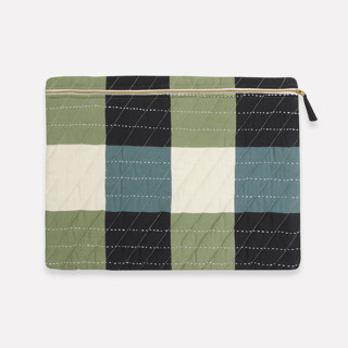 This is a green back to school supplies by Anchal called large checkered laptop case - sage in standard