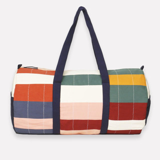 This is a multicolor back to school supplies by Anchal called multi-check canvas duffle bag in standard