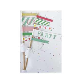 This is a multicolor party decorations by Jollity and Co called it's a party cake toppers - set of 2 in standard