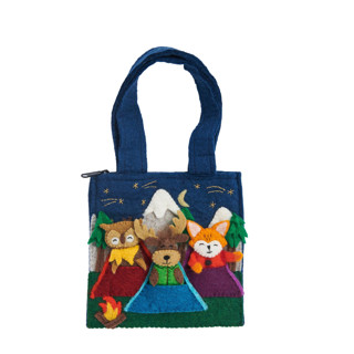 This is a multicolor home decor by Global Goods Partners called felt camping puppet bag in standard
