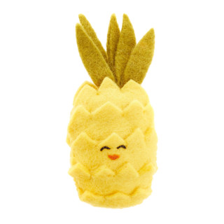 This is a yellow home decor by Global Goods Partners called felt food toys & picnic basket-pineapple in standard
