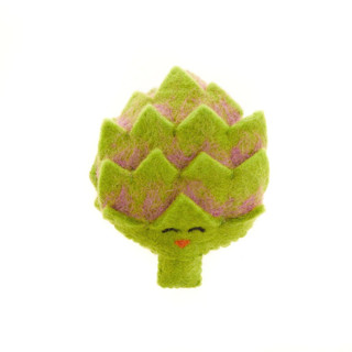 This is a green home decor by Global Goods Partners called felt food toys & picnic basket- artichoke in standard