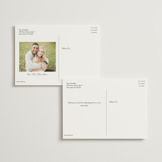 This is a linen thank you postcards by Helena Vitto called modern fairy tale printing on signature in postcard