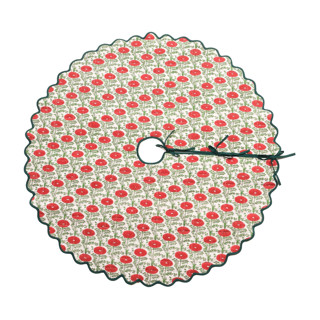 This is a green holiday decorations by Inner Child called scalloped blockprint quilted tree skirt in araminta green in standard