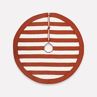 This is a red holiday decorations by Anchal called striped tree skirt in standard