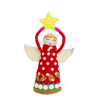This is a red holiday decorations by French Knot called angel tree topper - joy red in standard