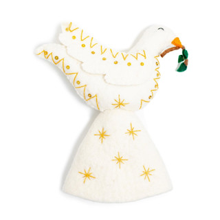 This is a white holiday decorations by Global Goods Partners called felt dove tree topper in standard